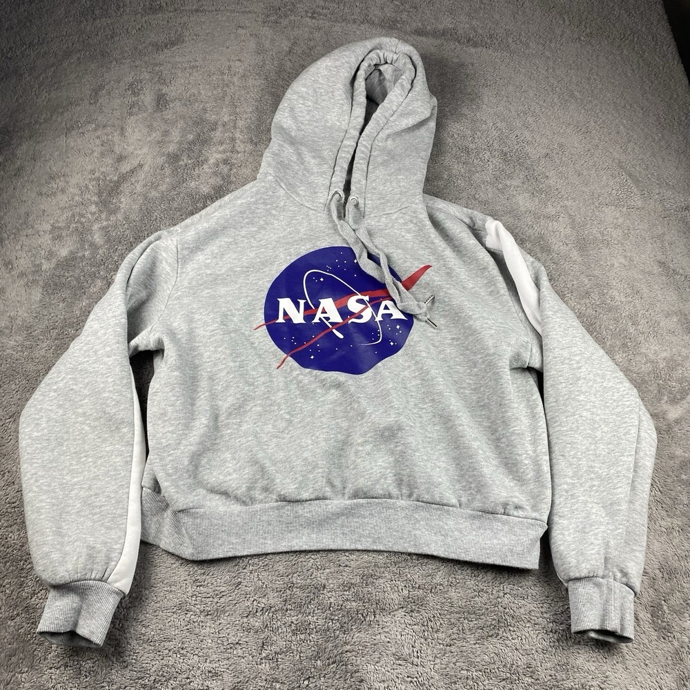 H&M NASA Hoodie Sweatshirt Youth Size Medium Gray Long Sleeve